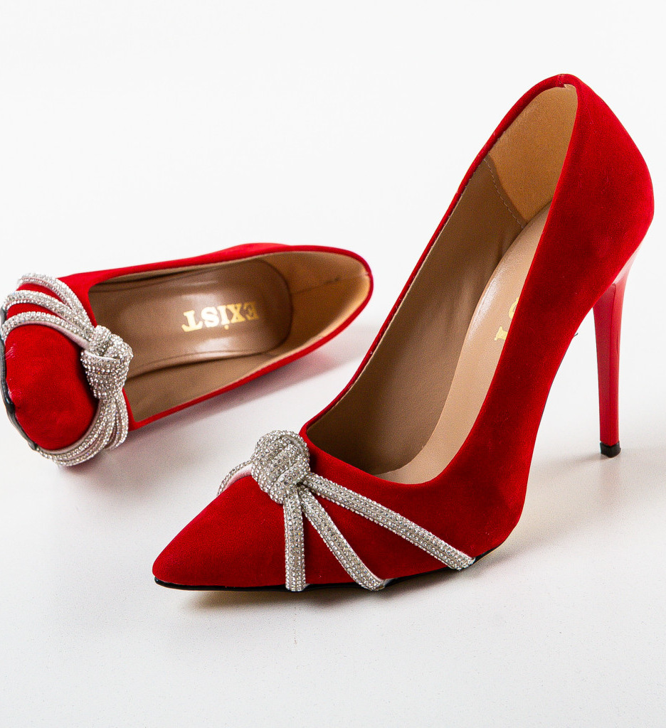 Pantofi Dama Mogles Rosii cu Toc Eleganți - imagine 7