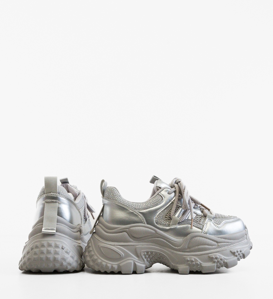 Sneakers Dama Yera Argintii Sport & Eleganta - imagine 3