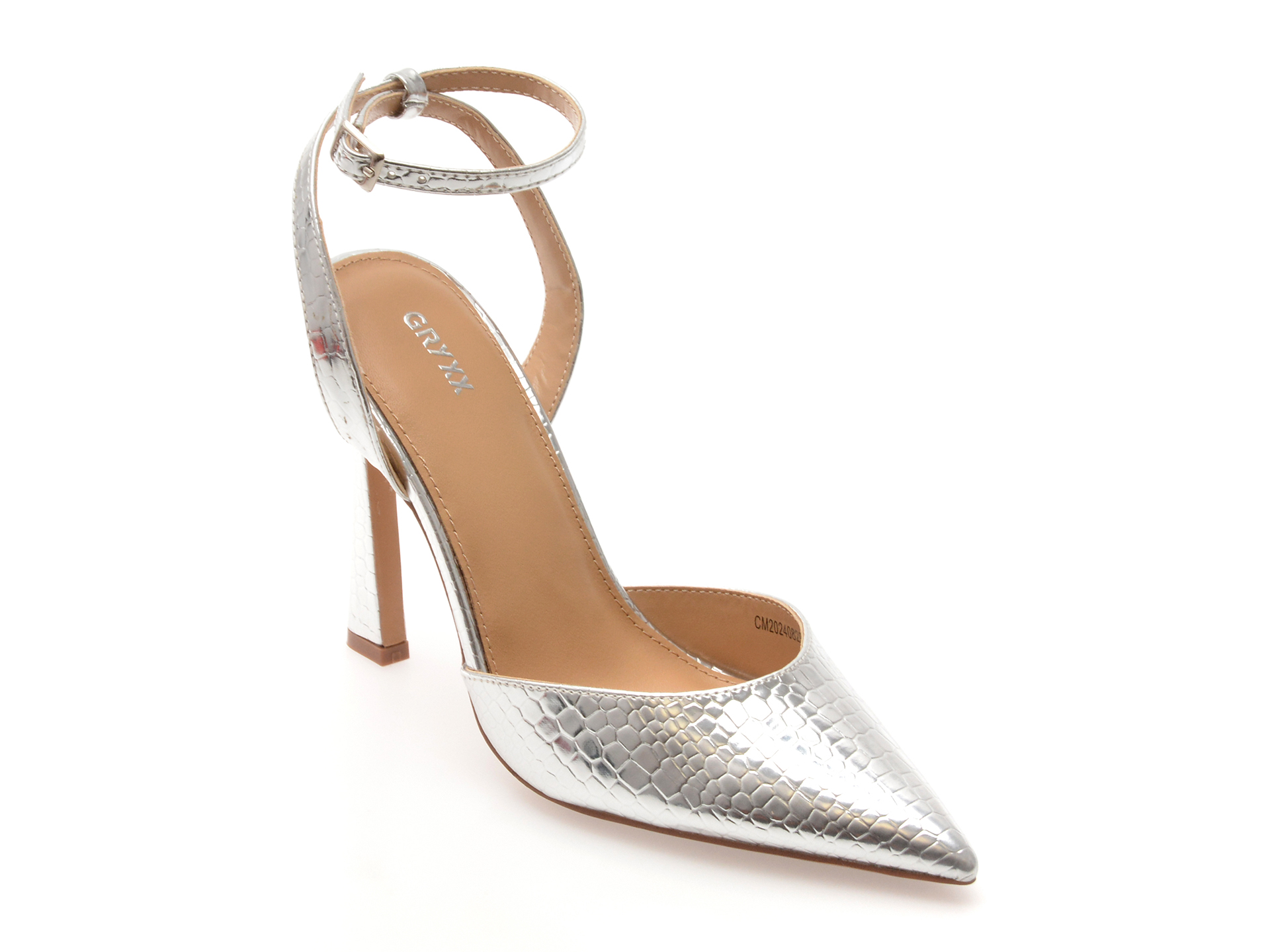 Pantofi Eleganti Gryxx Argintii din Piele Ecologica