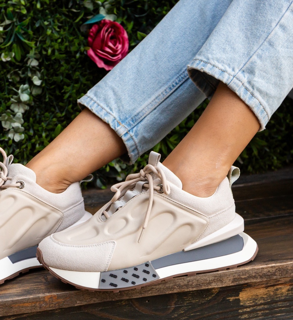 Sneakers Dama Kajmer Bej - Confort și Stil - imagine 2