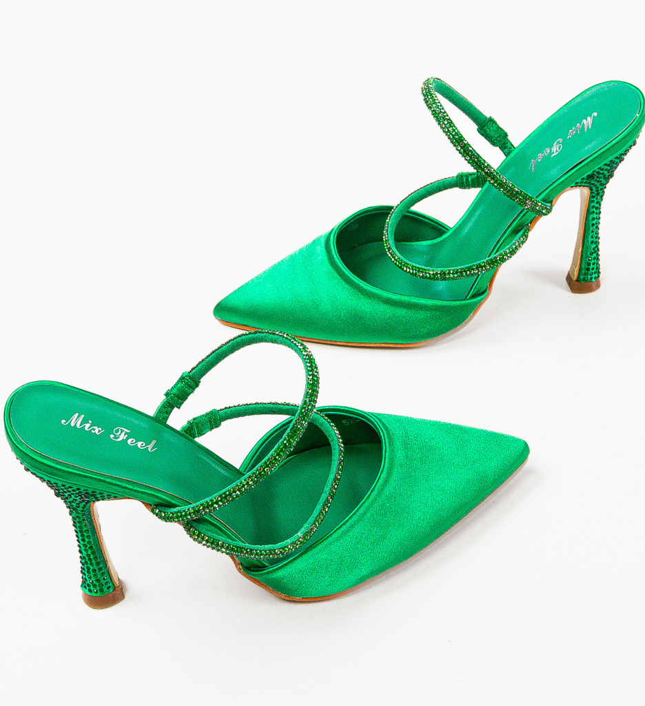 Pantofi Ilean Verzi Eleganți cu Toc - imagine 7