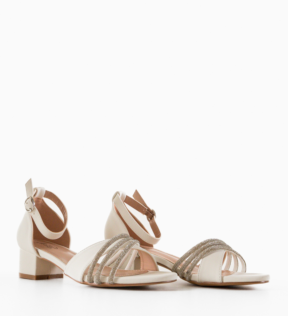 Sandale Banessa Albe cu Toc Elegante - imagine 5