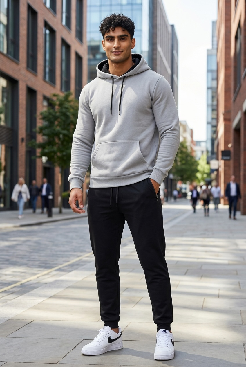 Hanorac barbati slim fit gri inchis 13514