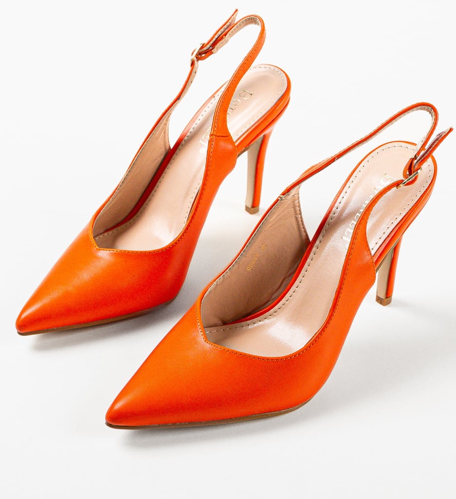 Pantofi Toc Amani Portocalii - Eleganță Asigurată - imagine 7