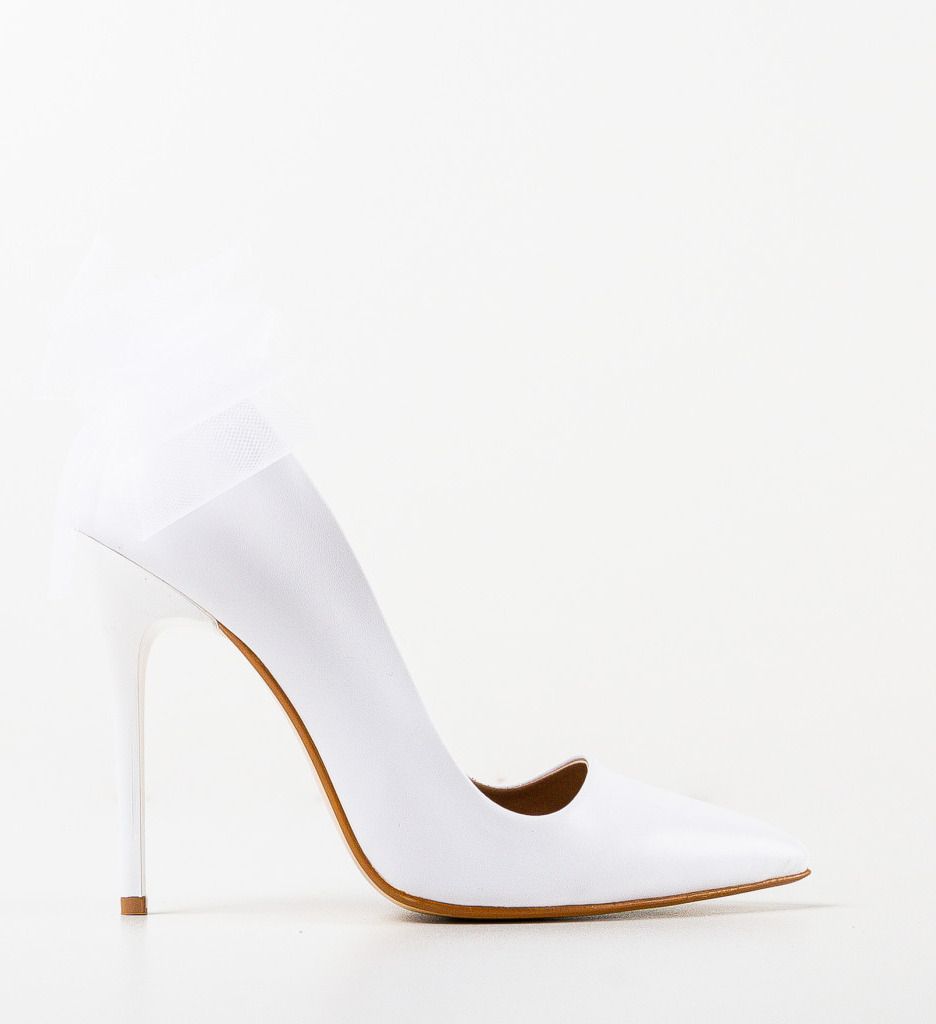 Pantofi Merlyn Albi cu Toc - Eleganță Asigurată - imagine 5