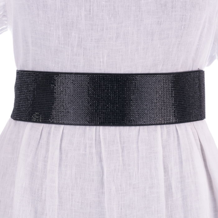 Curea elastică Shopika cu strasuri negre