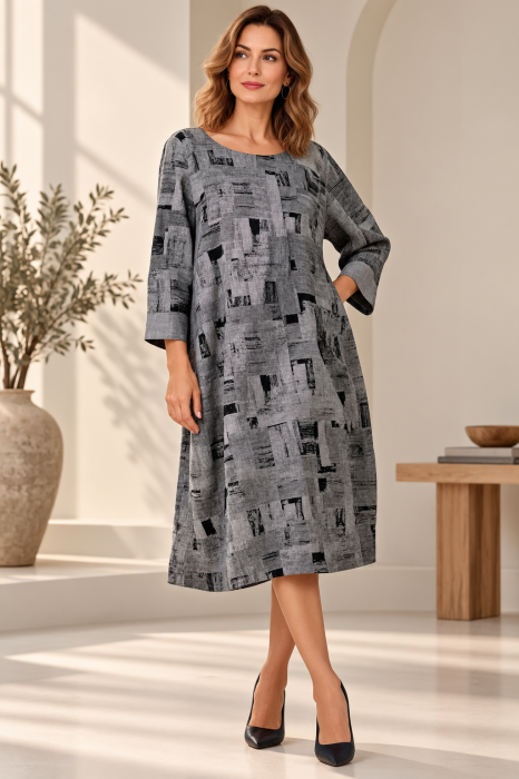 Rochie Midi Abstract 158c | Croi Lejer Eleganță - imagine 2