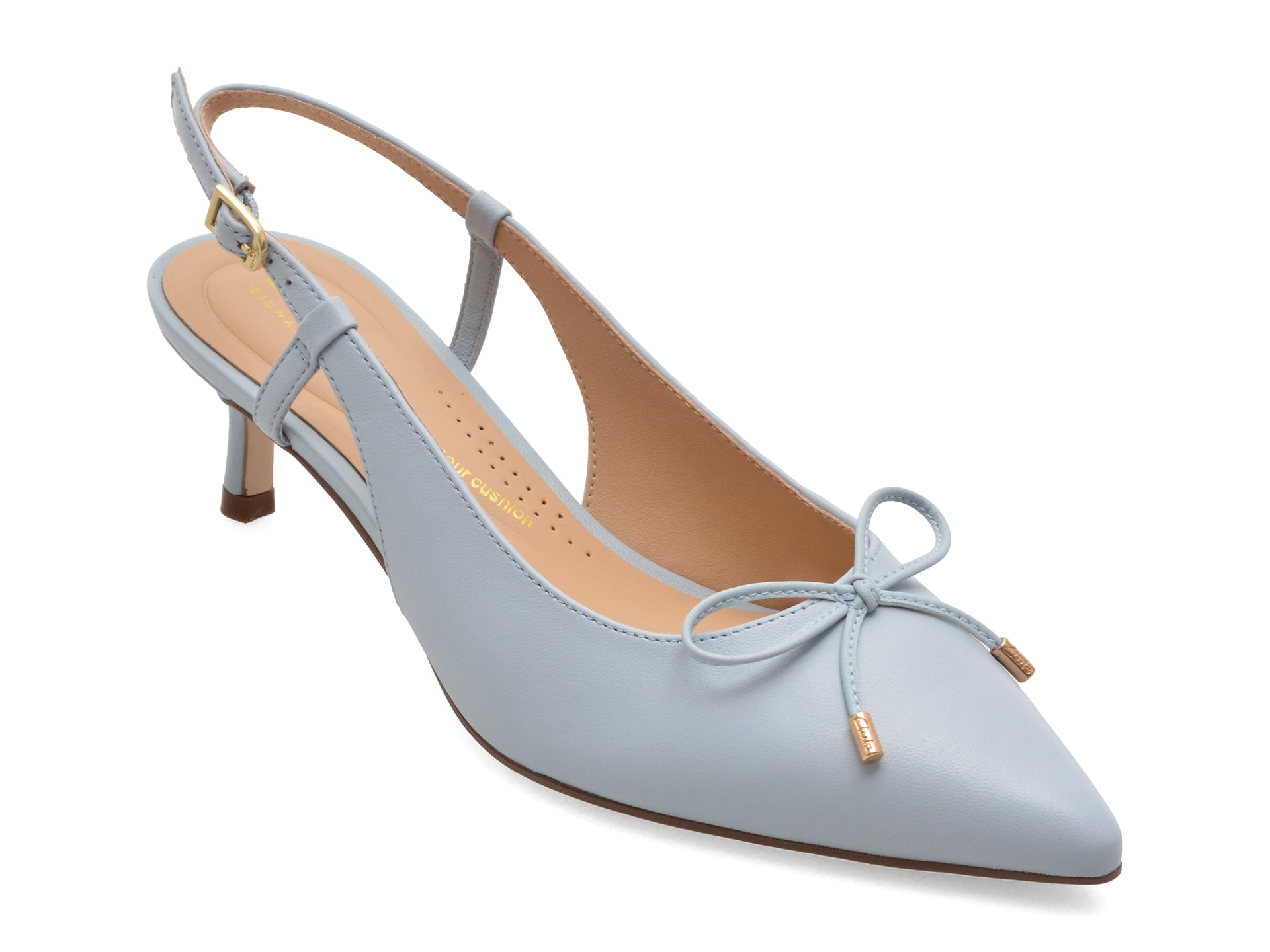 Pantofi Clarks ZAREY BOW, albaștri, piele naturală
