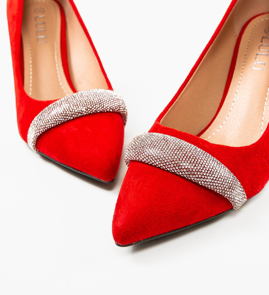 Pantofi Dama Kadar Rosii cu Toc Elegant - imagine 5