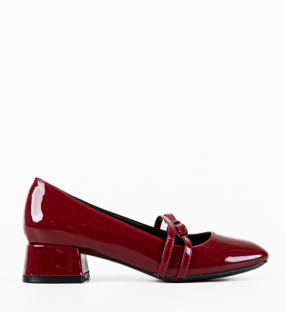 Pantofi Tospe Grena Eleganți cu Toc - imagine 4