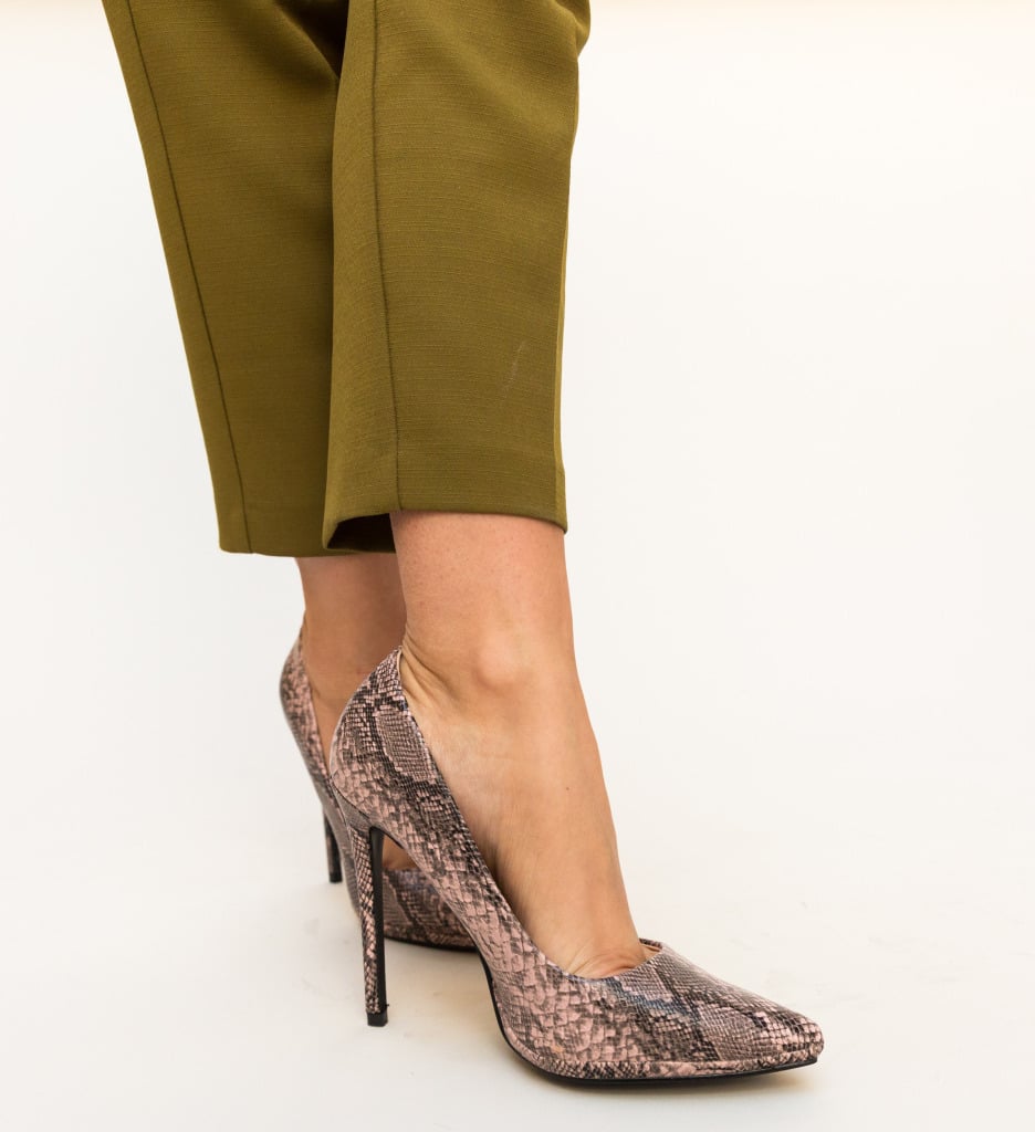 Pantofi Eylin Roz cu Toc Eleganți