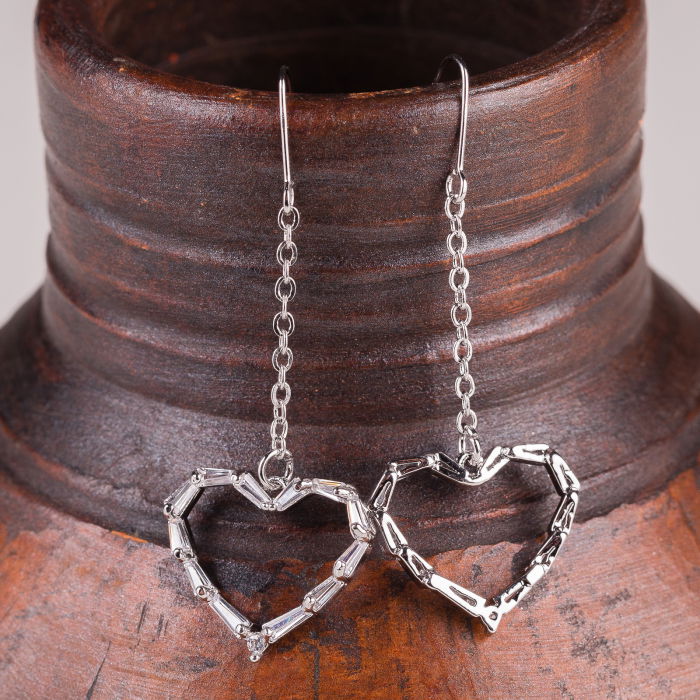 Cercei Inimioara Argintii Shopika | Stil Romantic