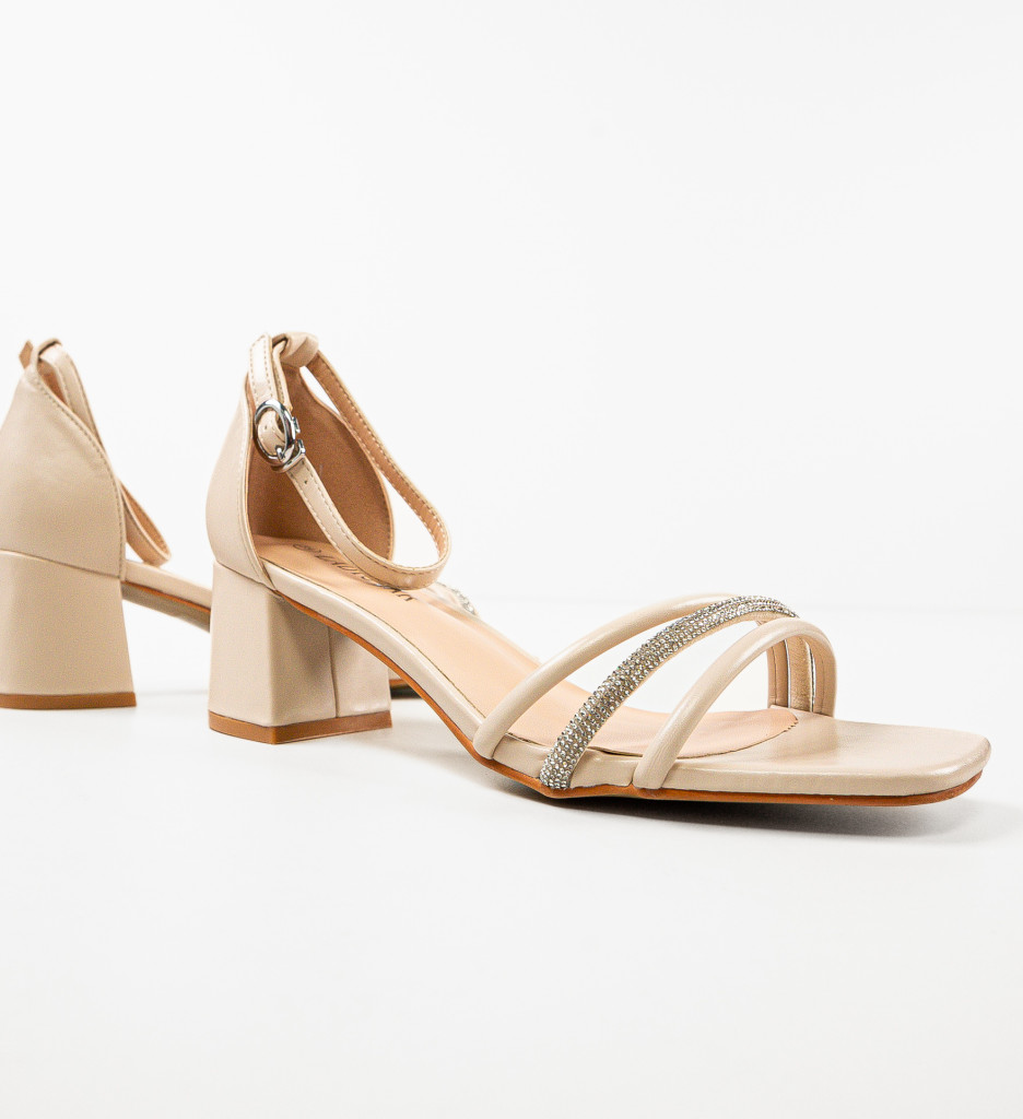 Sandale Dama Apollo Bej cu Toc Elegant - imagine 4