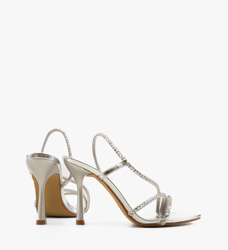 Sandale Dreska Argintii Elegante cu Toc - imagine 4