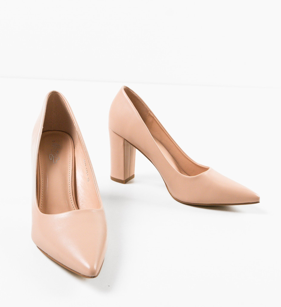 Pantofi Haney Bej cu Toc Eleganți - imagine 6