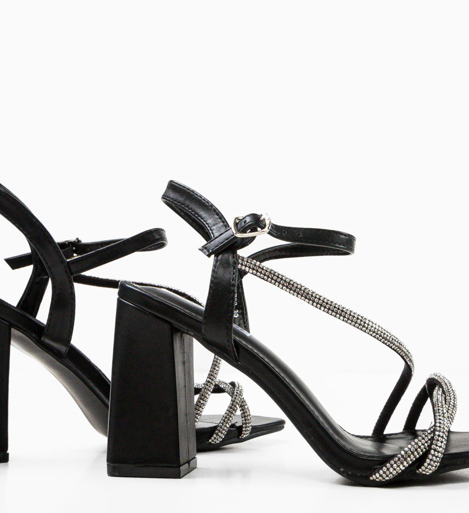 Sandale cu Toc Chaggit Negre - Eleganță și Stil - imagine 9