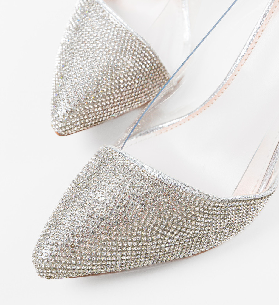 Pantofi dama Kara argintii eleganți - imagine 7