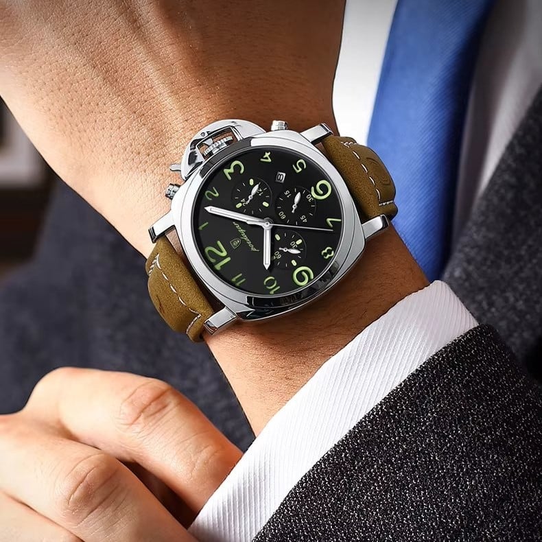 Ceas Barbatesc Poedagar cu Cadran Verde Elegant - imagine 2