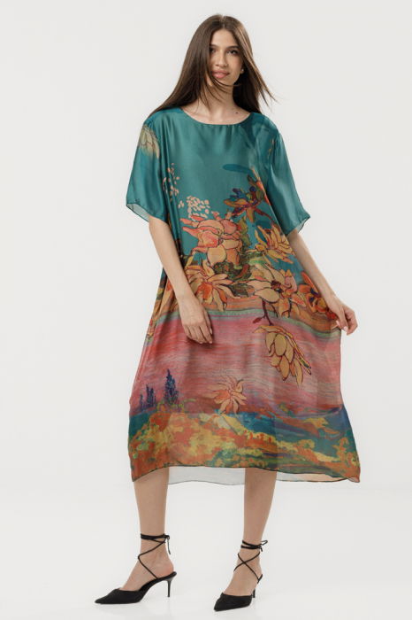 Rochie turcoaz Shopika elegantă A-line
