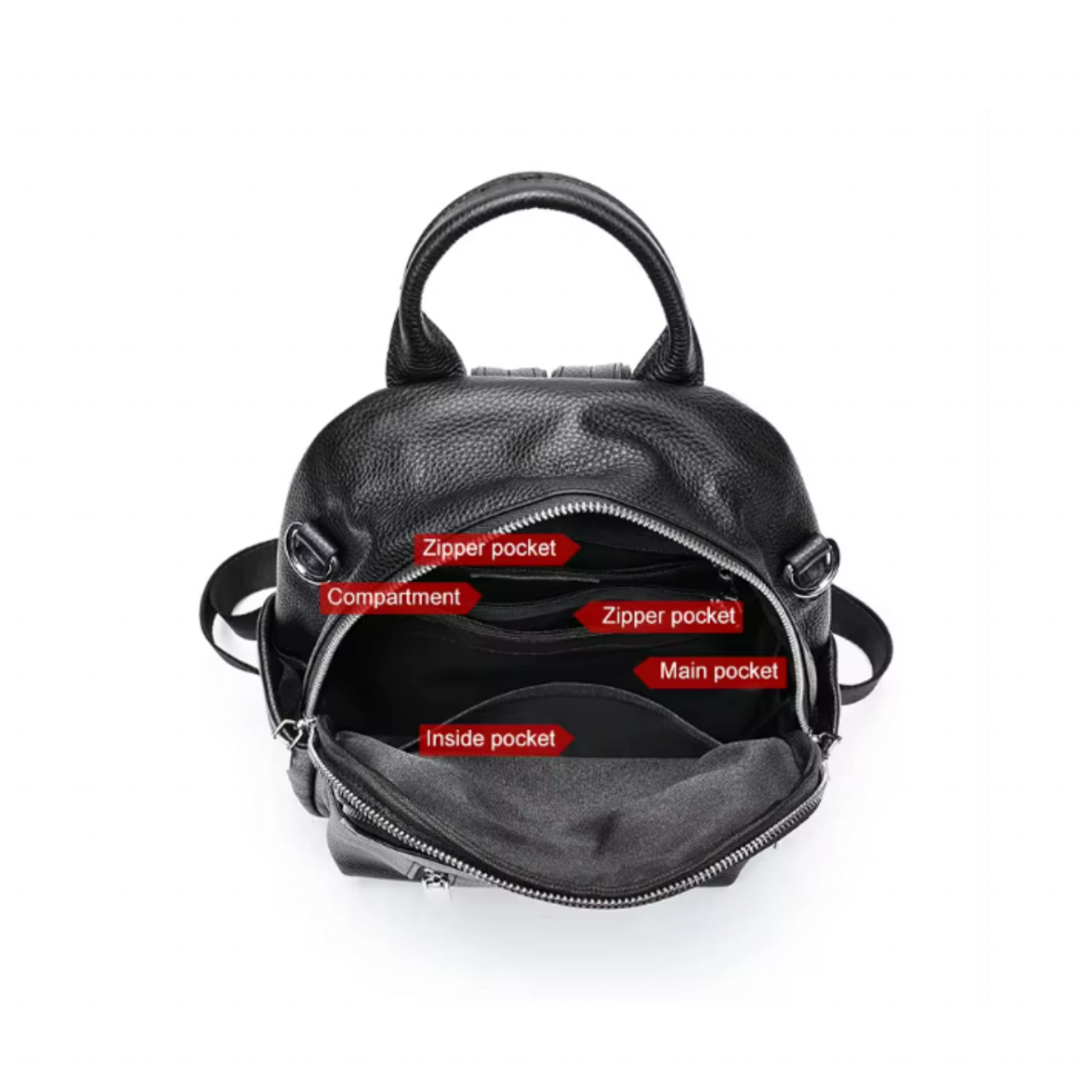Rucsac dama piele naturala Delis Arianwen GT2737 Negru - imagine 3