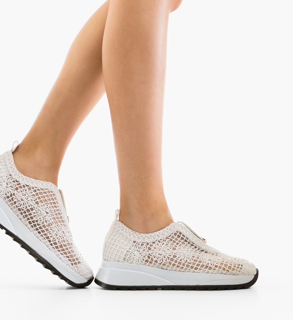 Sneakers Dama Selima Albi - Confort și Stil