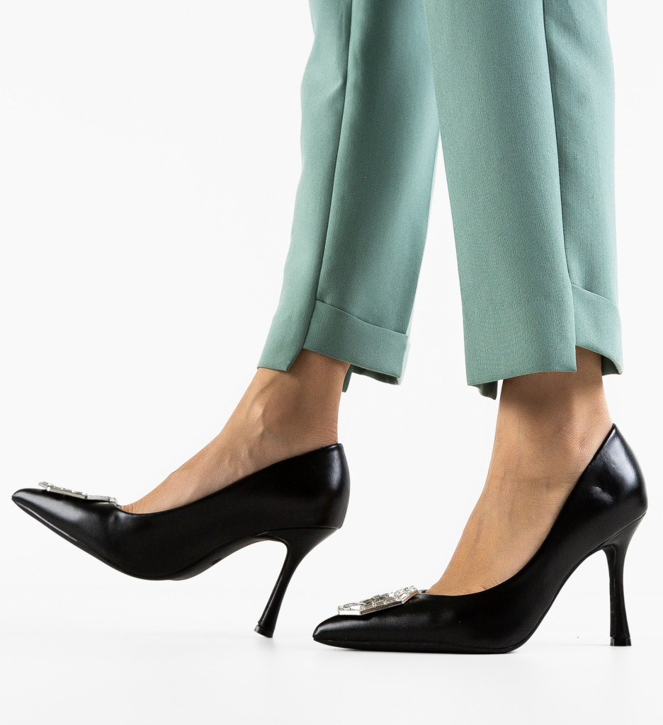 Pantofi Dama Aliss Negri cu Toc - Eleganță - imagine 5