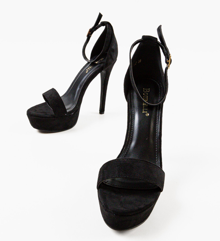 Sandale Olink Negre Elegante cu Toc - imagine 5