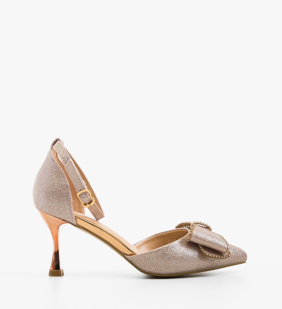 Pantofi Dama Myrelam Aurii cu Toc Eleganți - imagine 2