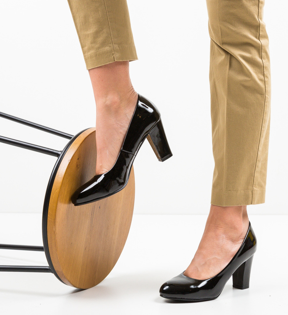 Pantofi Esouma Negri Eleganți cu Toc - imagine 2