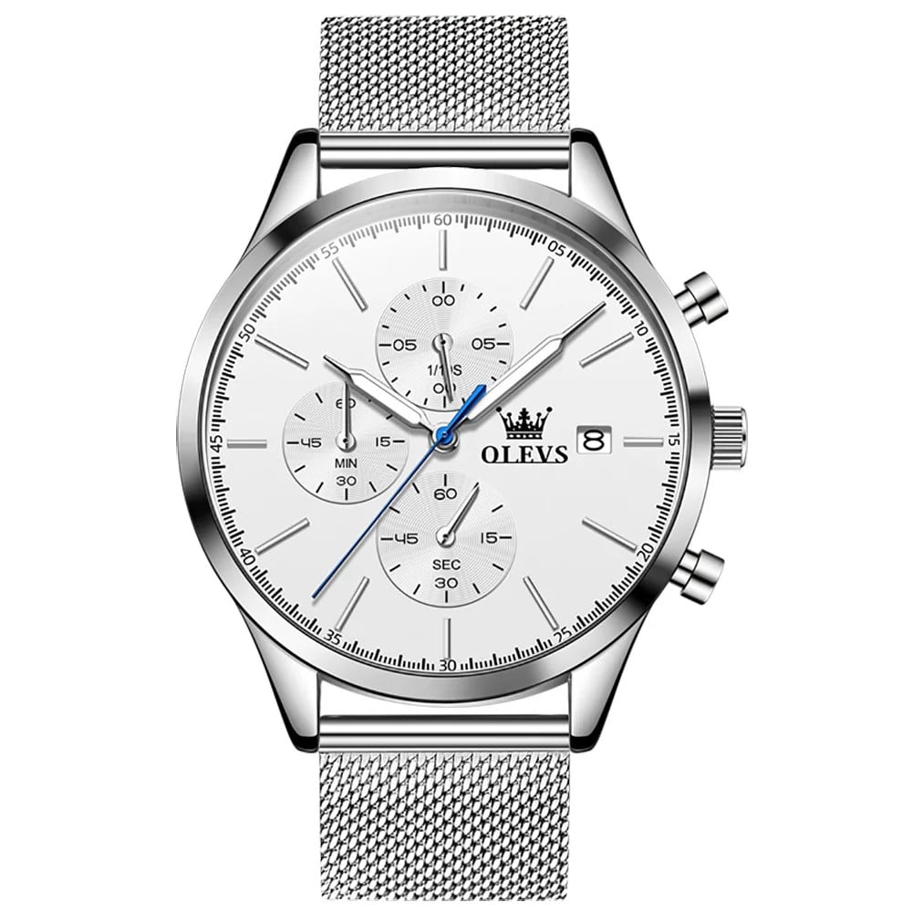 Olevs CS1653 - Ceas Barbatesc Elegant Argintiu
