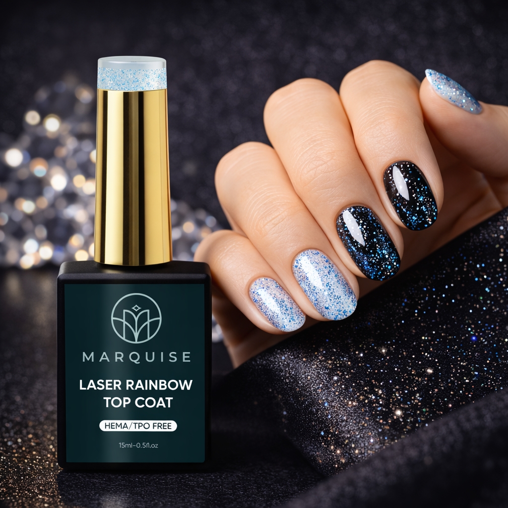 Top Coat Laser Rainbow Picadili, 15 ml, Efect Curcubeu - imagine 2