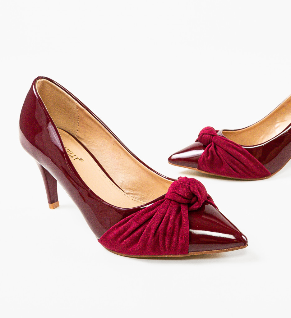 Pantofi Dama Oprez Grena cu Toc Elegant - imagine 3