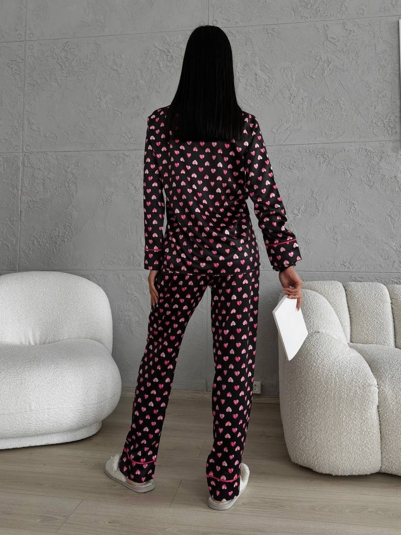 Set Pijama Dama 2 Piese Delis Negru/Roz - imagine 5
