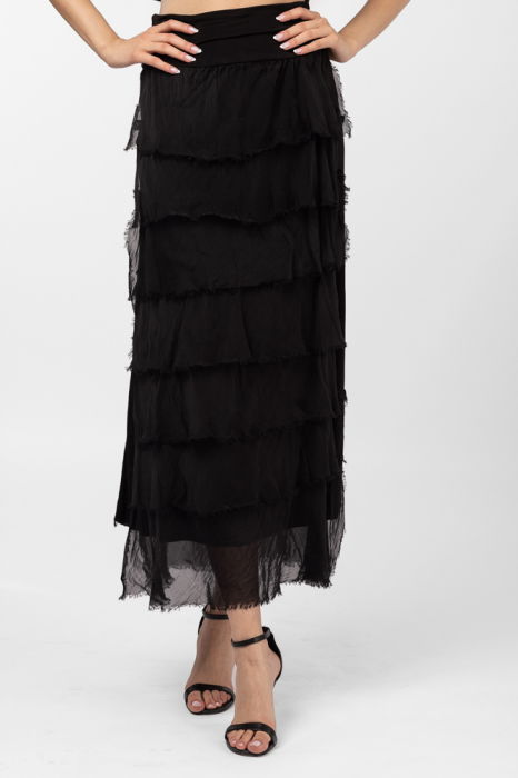 Fusta neagra cu volane Shopika | Eleganta si confort