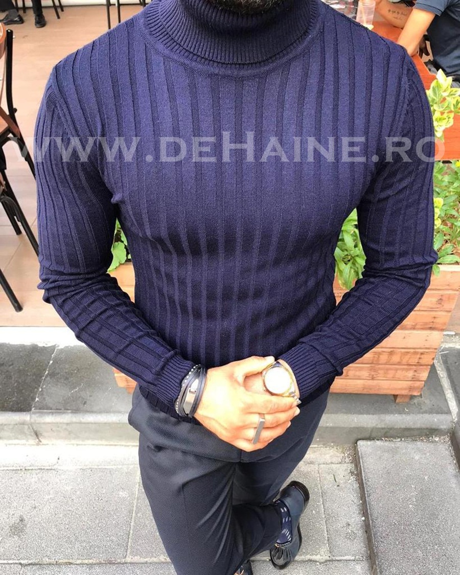 Helanca Barbati Slim Fit Bleumarin - Stil Elegant