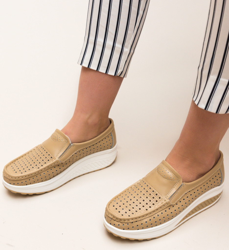 Pantofi Casual Bicaz Bej - Confort și Stil - imagine 3
