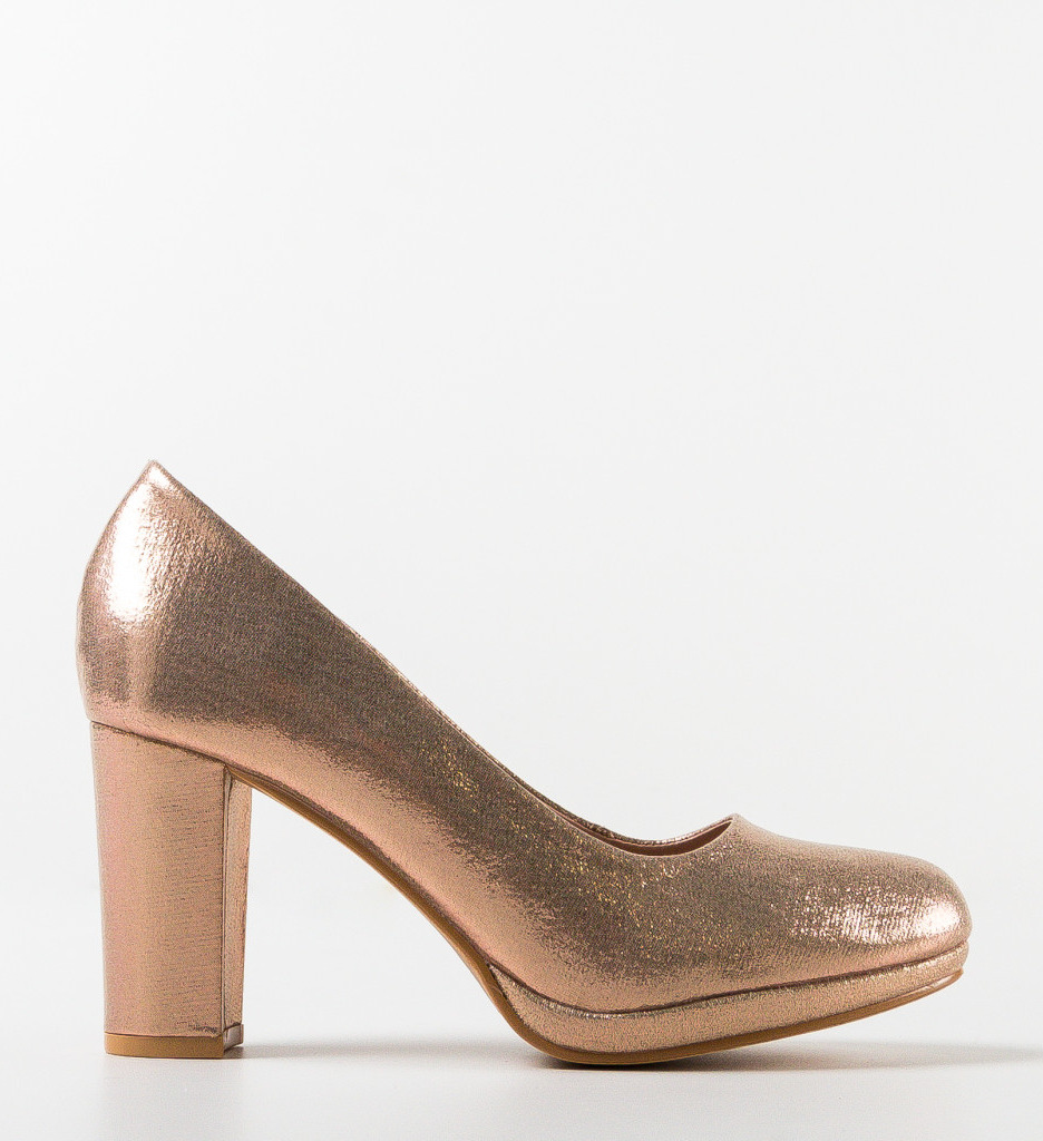 Pantofi Dama Auri cu Toc Eleganti Izpo - imagine 4