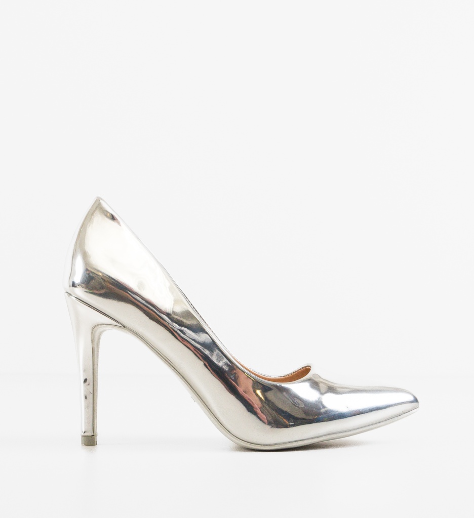 Pantofi Stiletto Argintii Eleganți Dama - imagine 8