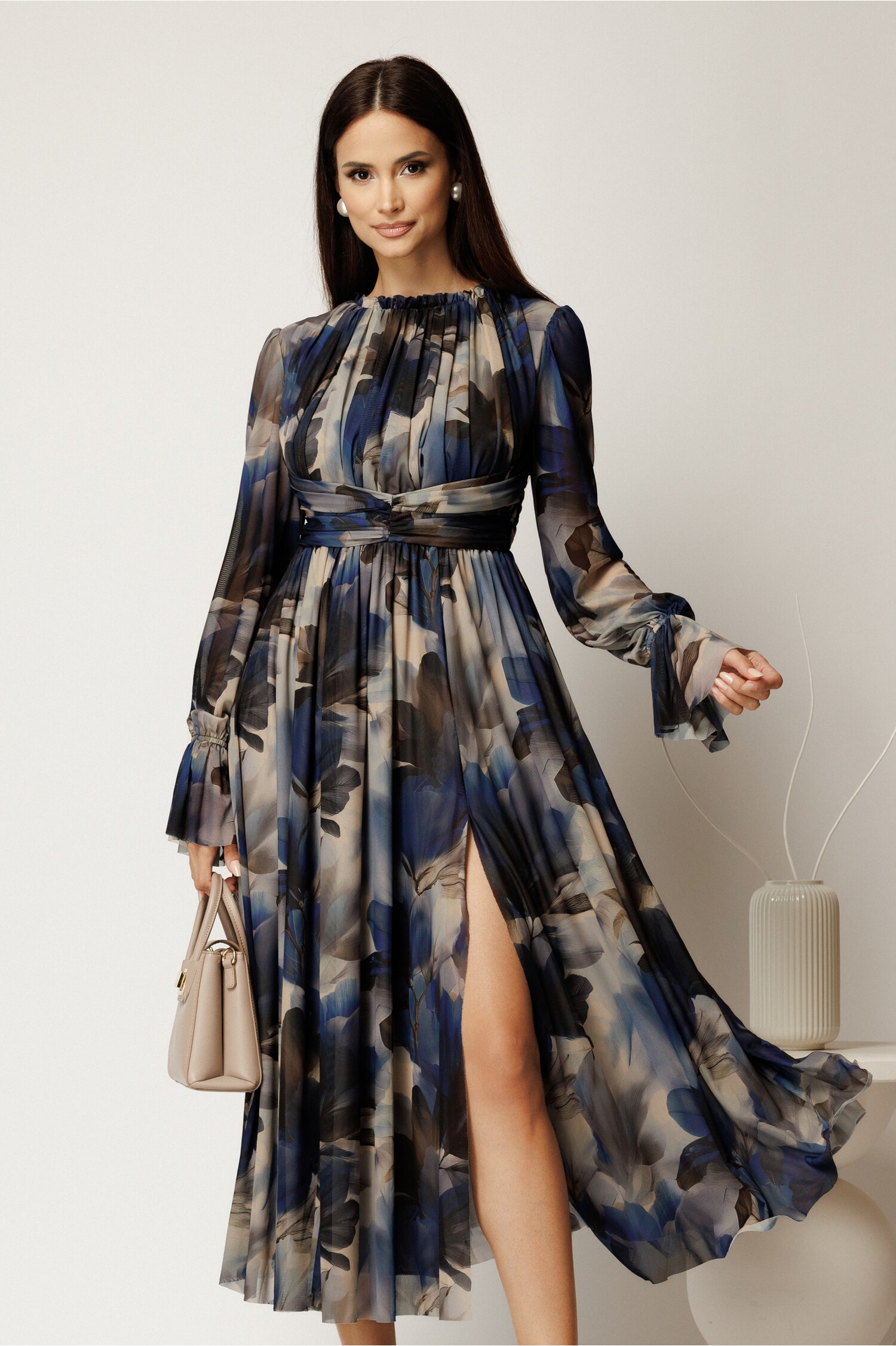 Rochie DY Fashion Elegantă Bleumarin Midi