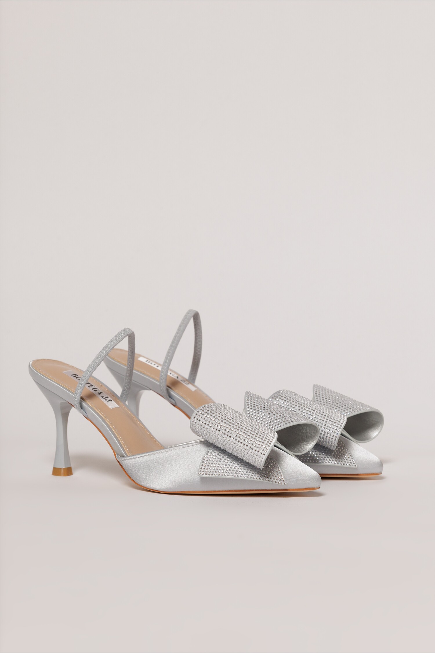 Pantofi Satin Bleu cu Funda Strălucitoare