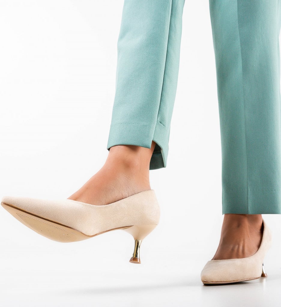 Pantofi dama Trois Bej cu toc - Eleganță și Stil - imagine 4