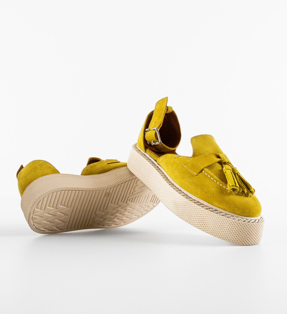 Pantofi Casual Galbeni Cestus - imagine 6