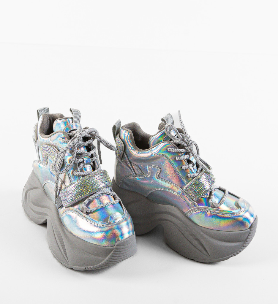 Sneakers Dama Bogota Argintii | Confort & Stil - imagine 7