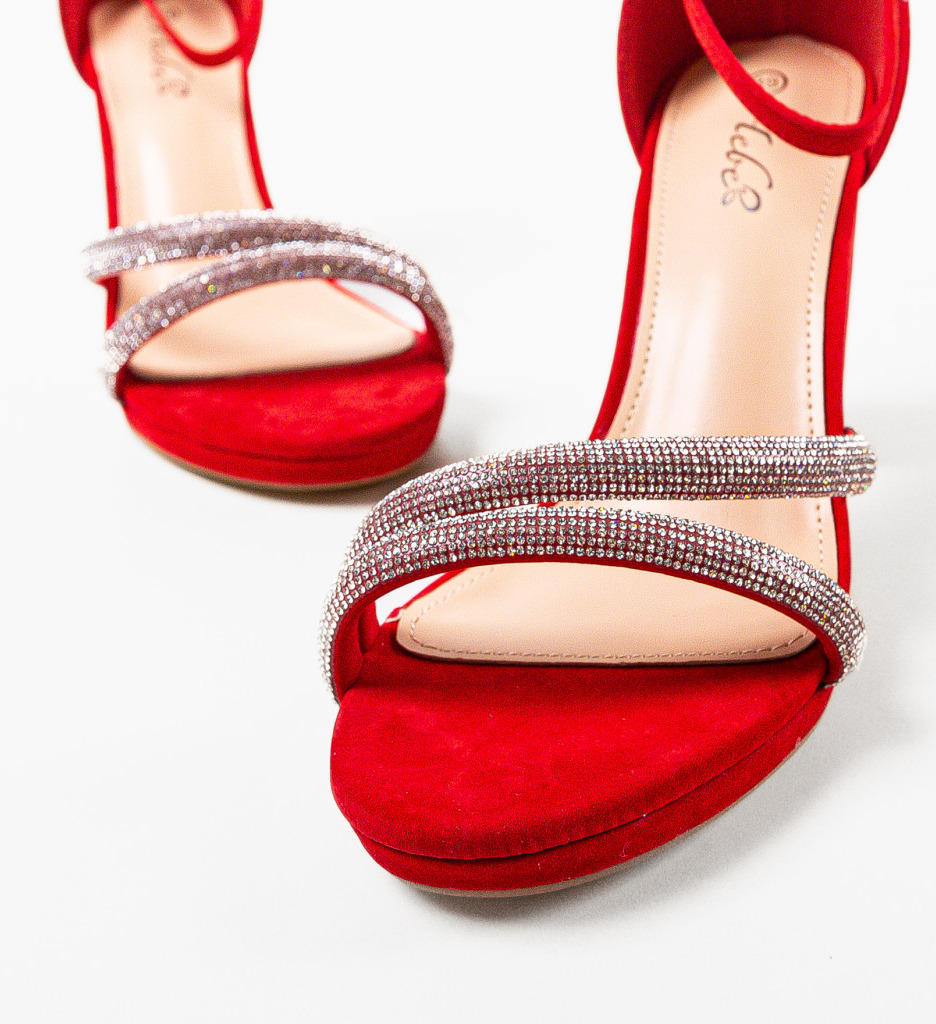 Sandale Dama Carter Rosii cu Toc Elegant - imagine 5
