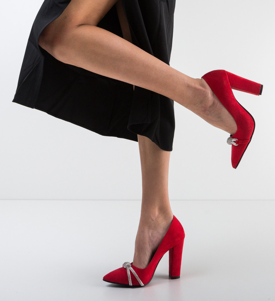 Pantofi Otbal Rosii Eleganți - Stil Feminin - imagine 2