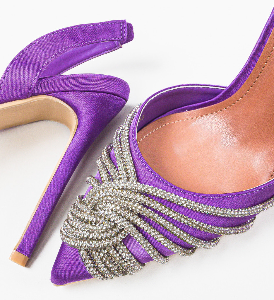 Pantofi Sophea Mov cu toc elegant - imagine 7