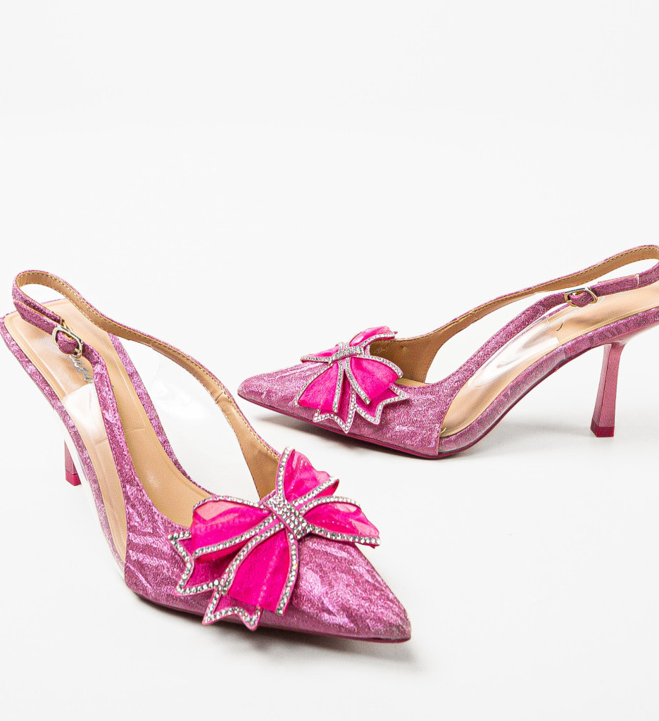 Pantofi Taisa Roz cu Toc Eleganți - imagine 7