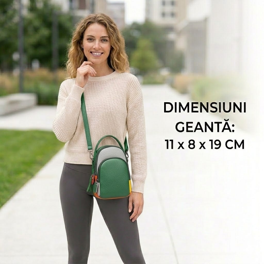 Geanta Dama Delis Piele Naturala Multicolor - imagine 5