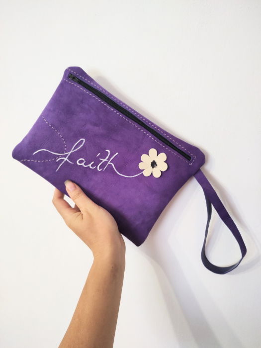 Portfard Personalizat Shopika Piele Naturală Mov