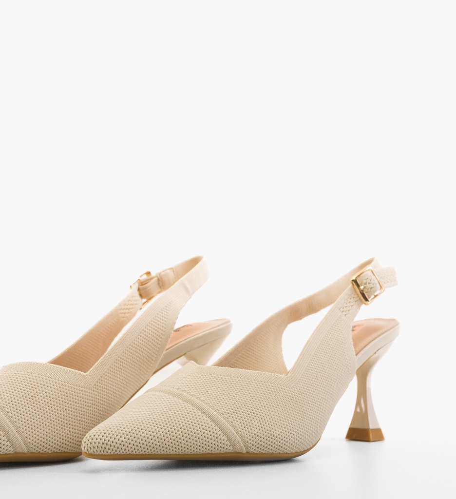 Pantofi Aadam Bej Eleganți cu Toc - imagine 6